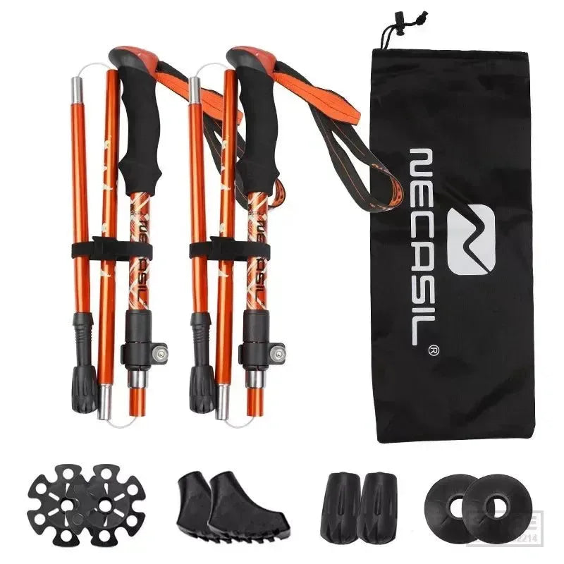 2pcs Folding Trekking Poles - Collapsible Hiking Sticks for Nordic Walking and Outdoor Activities - Trekker Essentials