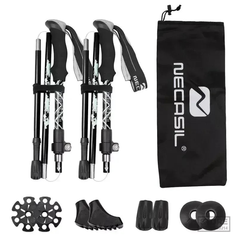 2pcs Folding Trekking Poles - Collapsible Hiking Sticks for Nordic Walking and Outdoor Activities - Trekker Essentials