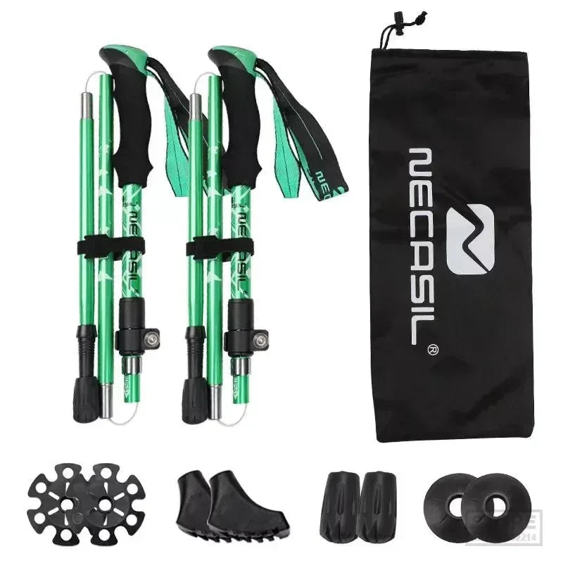 2pcs Folding Trekking Poles - Collapsible Hiking Sticks for Nordic Walking and Outdoor Activities - Trekker Essentials
