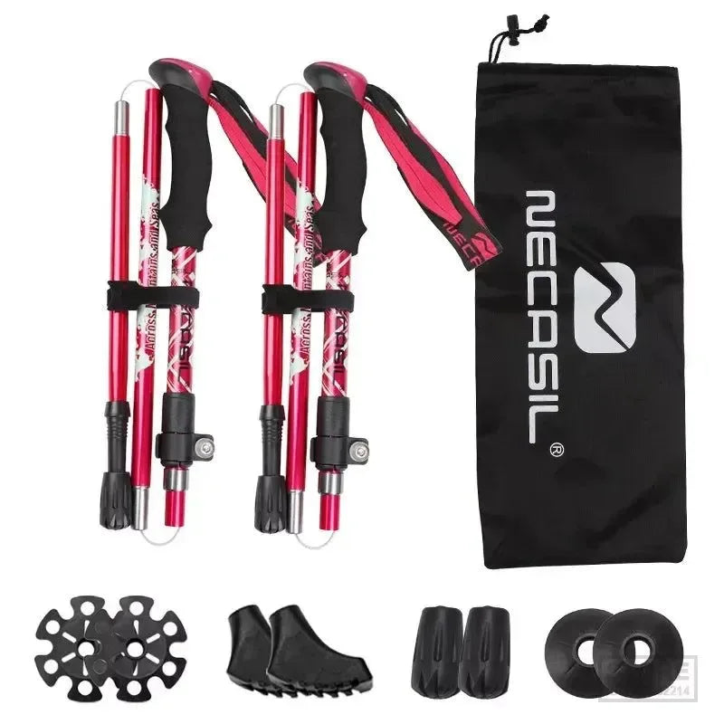 2pcs Folding Trekking Poles - Collapsible Hiking Sticks for Nordic Walking and Outdoor Activities - Trekker Essentials