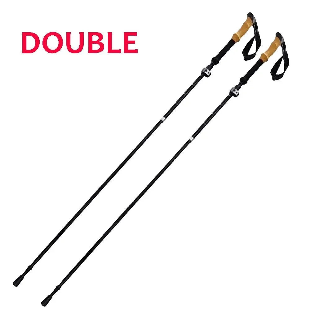 2Pcs Lightweight Carbon Fiber/Aluminum Alloy Trekking Poles: Collapsible Telescopic Walking Sticks for Hiking & Climbing - Trekker Essentials