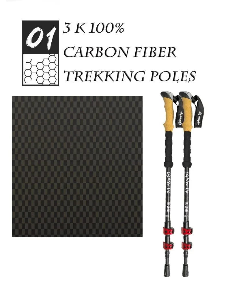 2Pcs Ultra-Light Telescopic Trekking Poles: Folding Mountaineering Staffs with Aluminum/Carbon Construction - Trekker Essentials