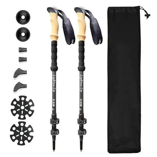 2Pcs Ultralight Foldable Carbon Fiber Trekking Poles: Walking Sticks and Hiking Canes - Trekker Essentials