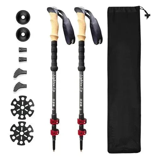 2Pcs Ultralight Foldable Carbon Fiber Trekking Poles: Walking Sticks and Hiking Canes - Trekker Essentials