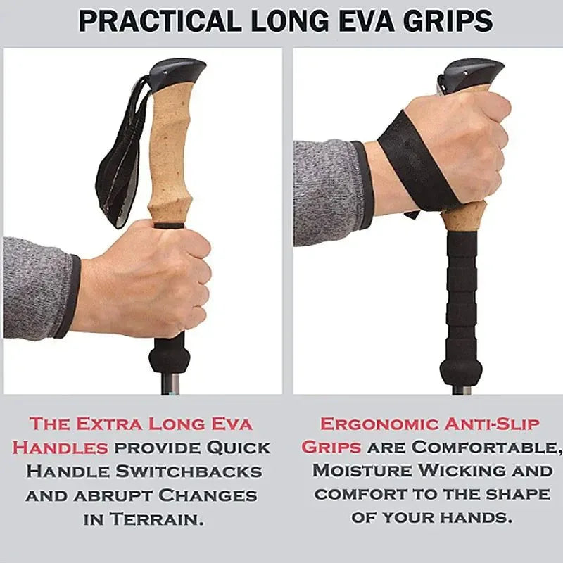 2Pcs Ultralight Foldable Carbon Fiber Trekking Poles: Walking Sticks and Hiking Canes - Trekker Essentials