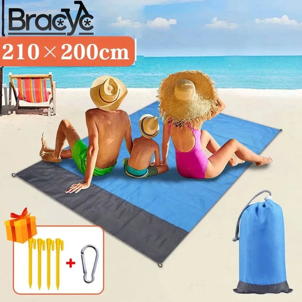 2x2.1m Waterproof Beach Blanket – Lightweight Folding Picnic Mat for Camping, Sand & Outdoor Use - Trekker Essentials