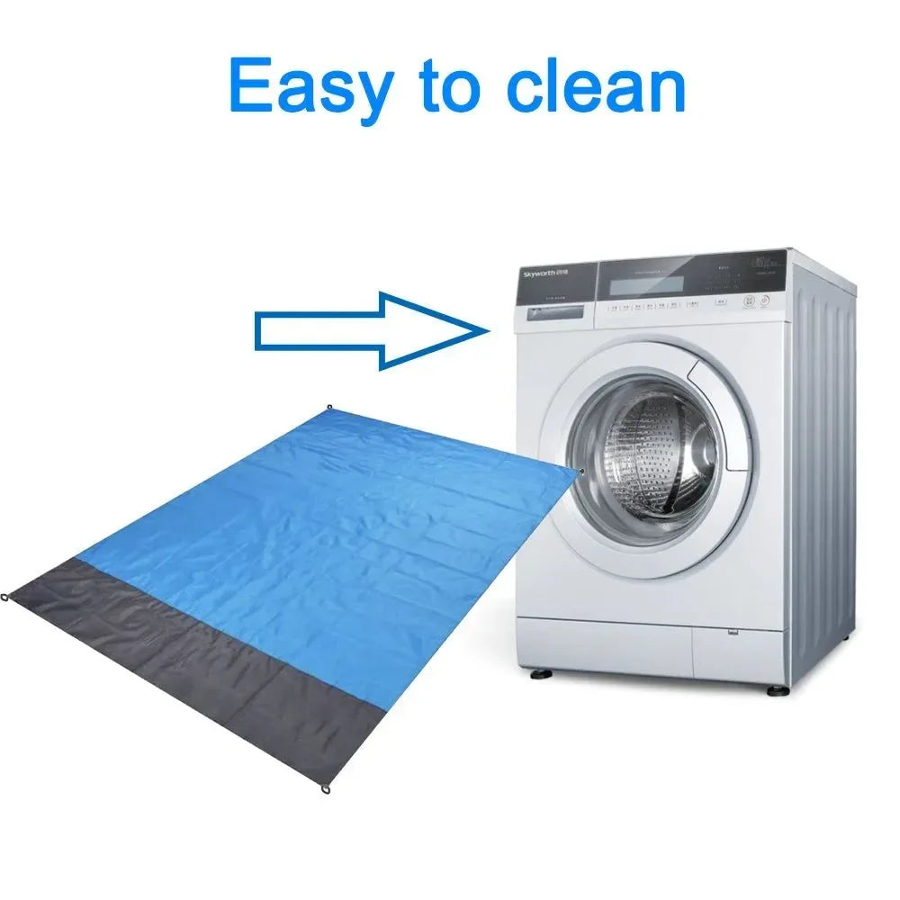 2x2.1m Waterproof Beach Blanket – Lightweight Folding Picnic Mat for Camping, Sand & Outdoor Use - Trekker Essentials