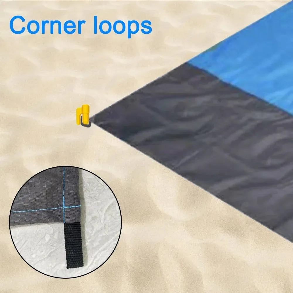 2x2.1m Waterproof Beach Blanket – Lightweight Folding Picnic Mat for Camping, Sand & Outdoor Use - Trekker Essentials