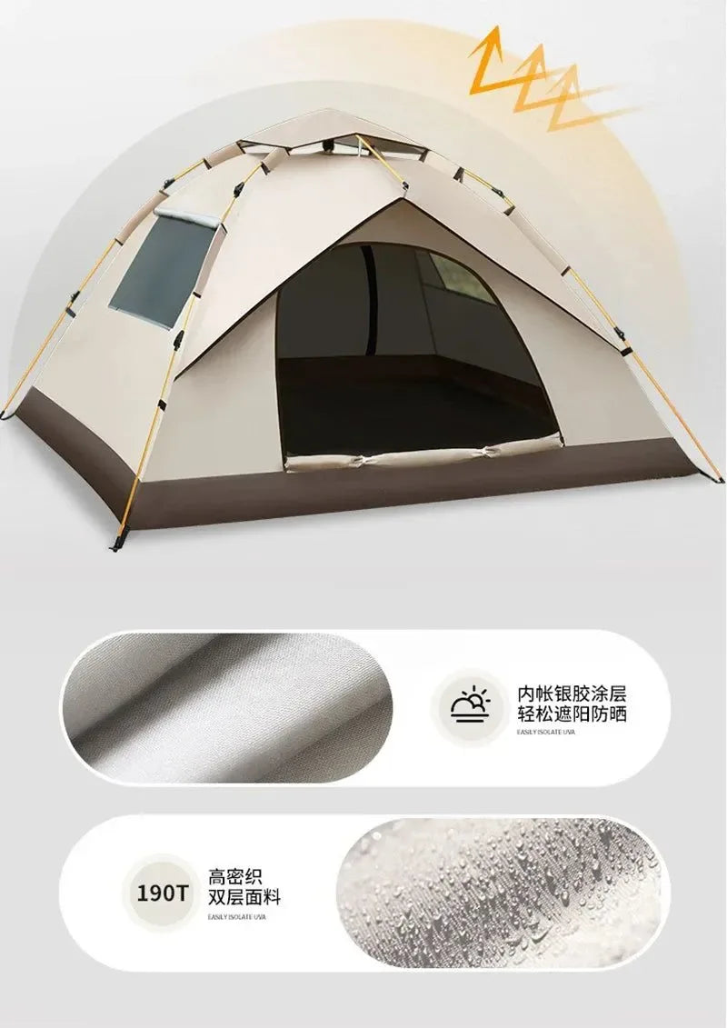 3-4 Person Instant Pop-Up Tent - Waterproof Automatic Camping Tent with Fiberglass Poles for Family Outdoor Adventures - Trekker Essentials