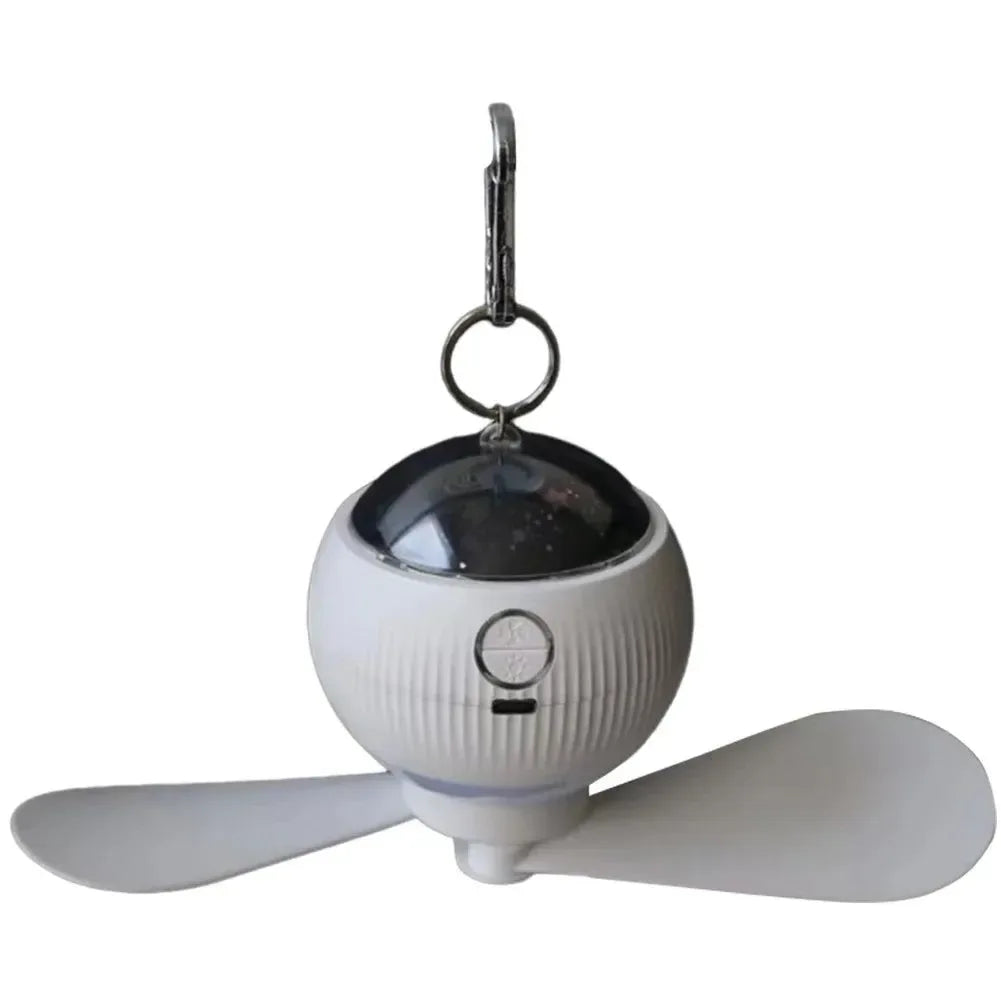 3-in-1 Camping Fan with Remote, Carabiner, and Tent Projection Light - Trekker Essentials