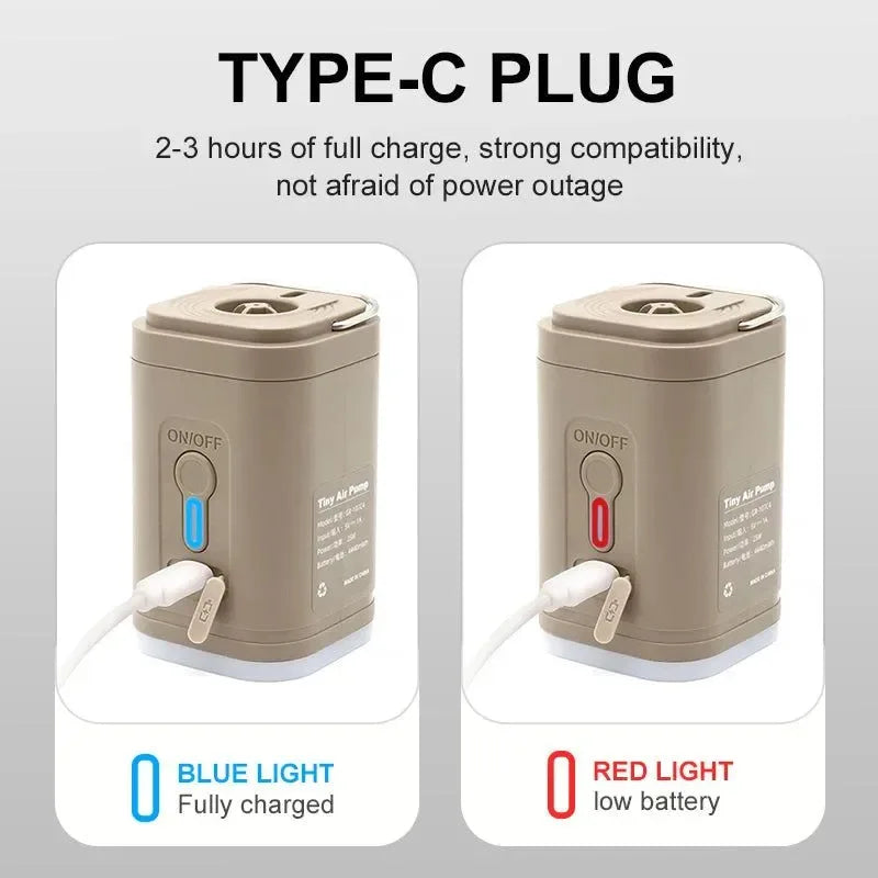 3 in 1 Mini Electric Inflatable Pump with Lights - Wireless Air Compressor for Hiking & Camping - Trekker Essentials