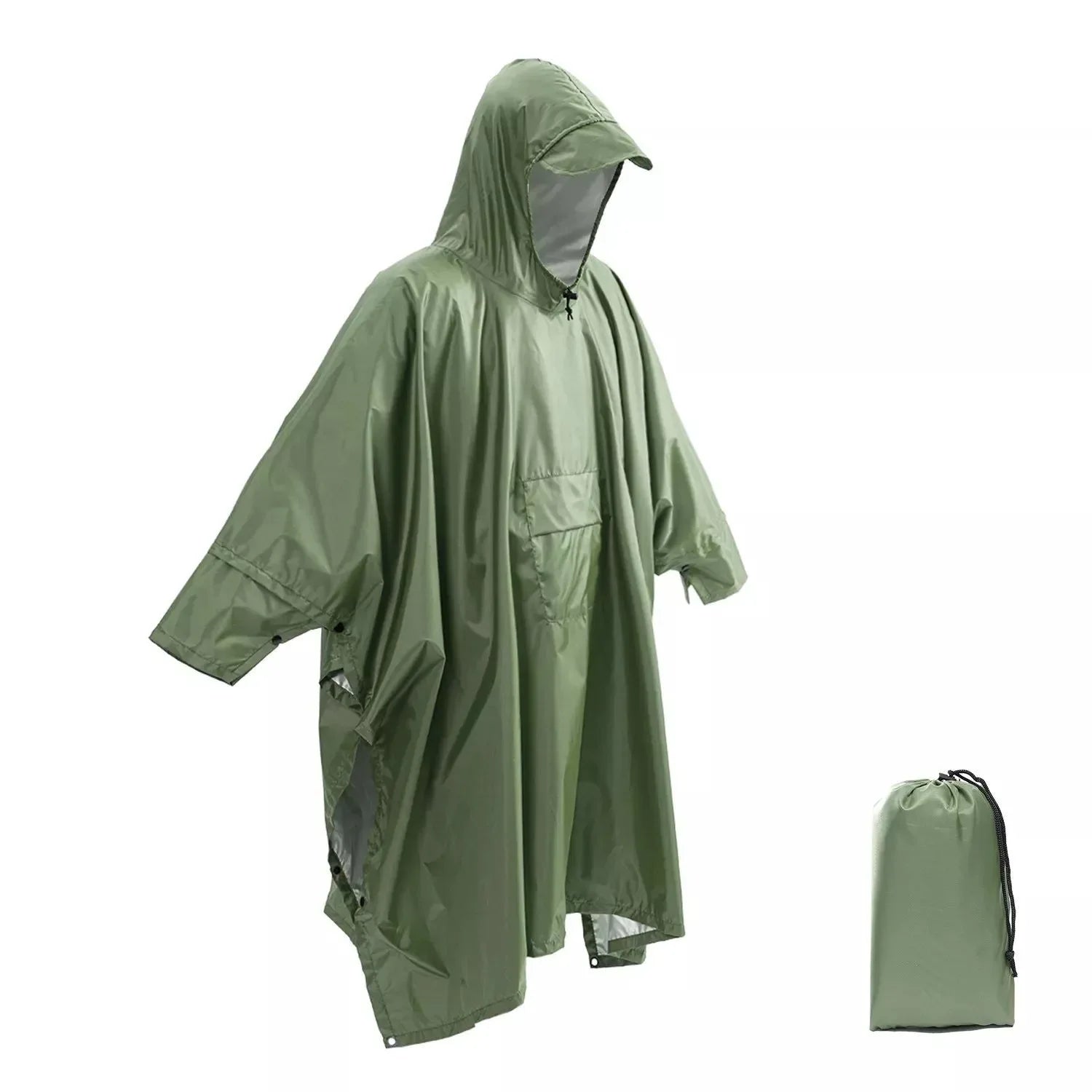 3-in-1 Outdoor Military Waterproof Raincoat - Rain Coat, Awning, Picnic Mat for Men and Women - Trekker Essentials