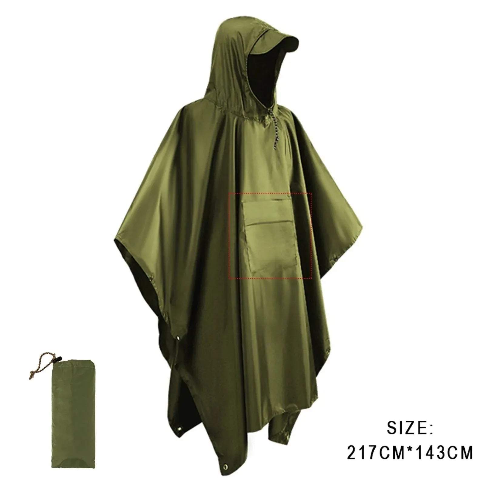 3-in-1 Outdoor Military Waterproof Raincoat - Rain Coat, Awning, Picnic Mat for Men and Women - Trekker Essentials
