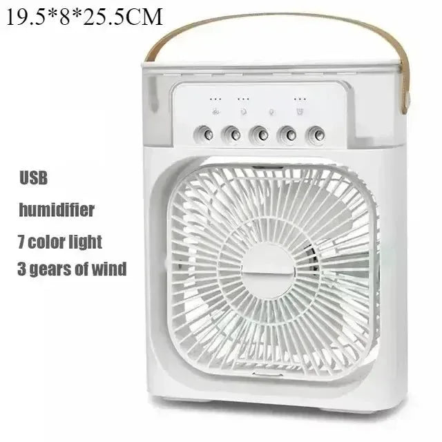 3-in-1 Portable Air Cooler with LED Lights – USB-Powered Desktop Fan, Humidifier & Night Light - Trekker Essentials