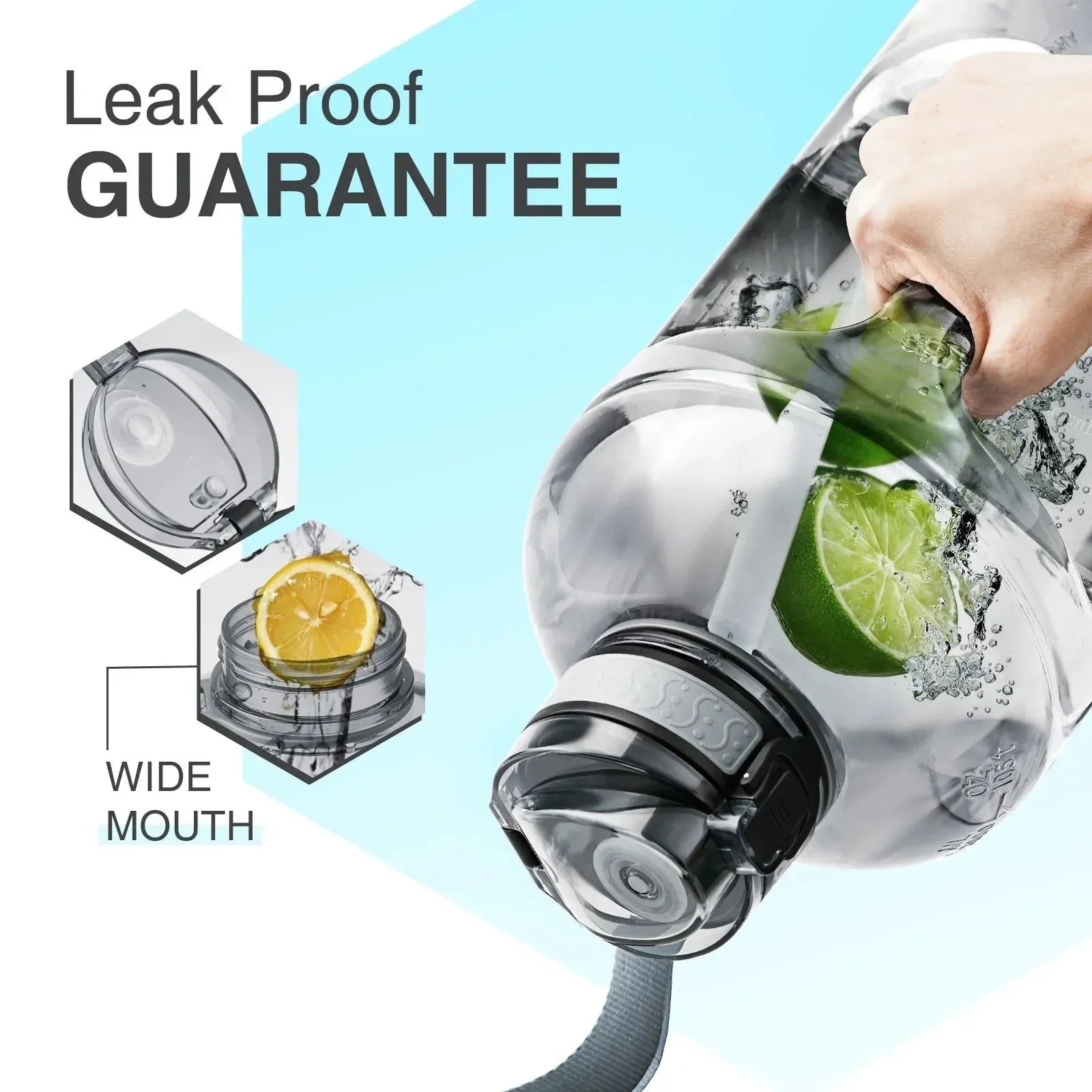 3 Liter Motivational Water Bottle with Times to Drink: Sports Big Jug with Handle, Leak-Proof, BPA-Free for Men and Women - Trekker Essentials