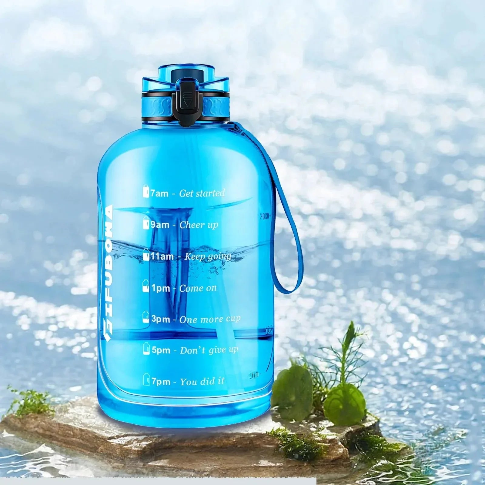 3 Liter Motivational Water Bottle with Times to Drink: Sports Big Jug with Handle, Leak-Proof, BPA-Free for Men and Women - Trekker Essentials