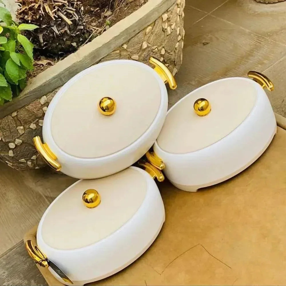 3-Piece Insulated Food Warmer Set (2L/2.5L/3L) — Stainless Steel Lunch Box for Family Gatherings, Parties & Ramadan Events - Trekker Essentials