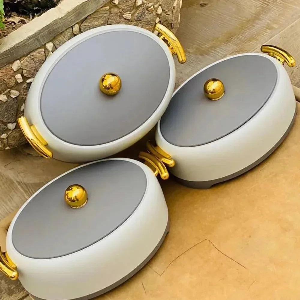 3-Piece Insulated Food Warmer Set (2L/2.5L/3L) — Stainless Steel Lunch Box for Family Gatherings, Parties & Ramadan Events - Trekker Essentials
