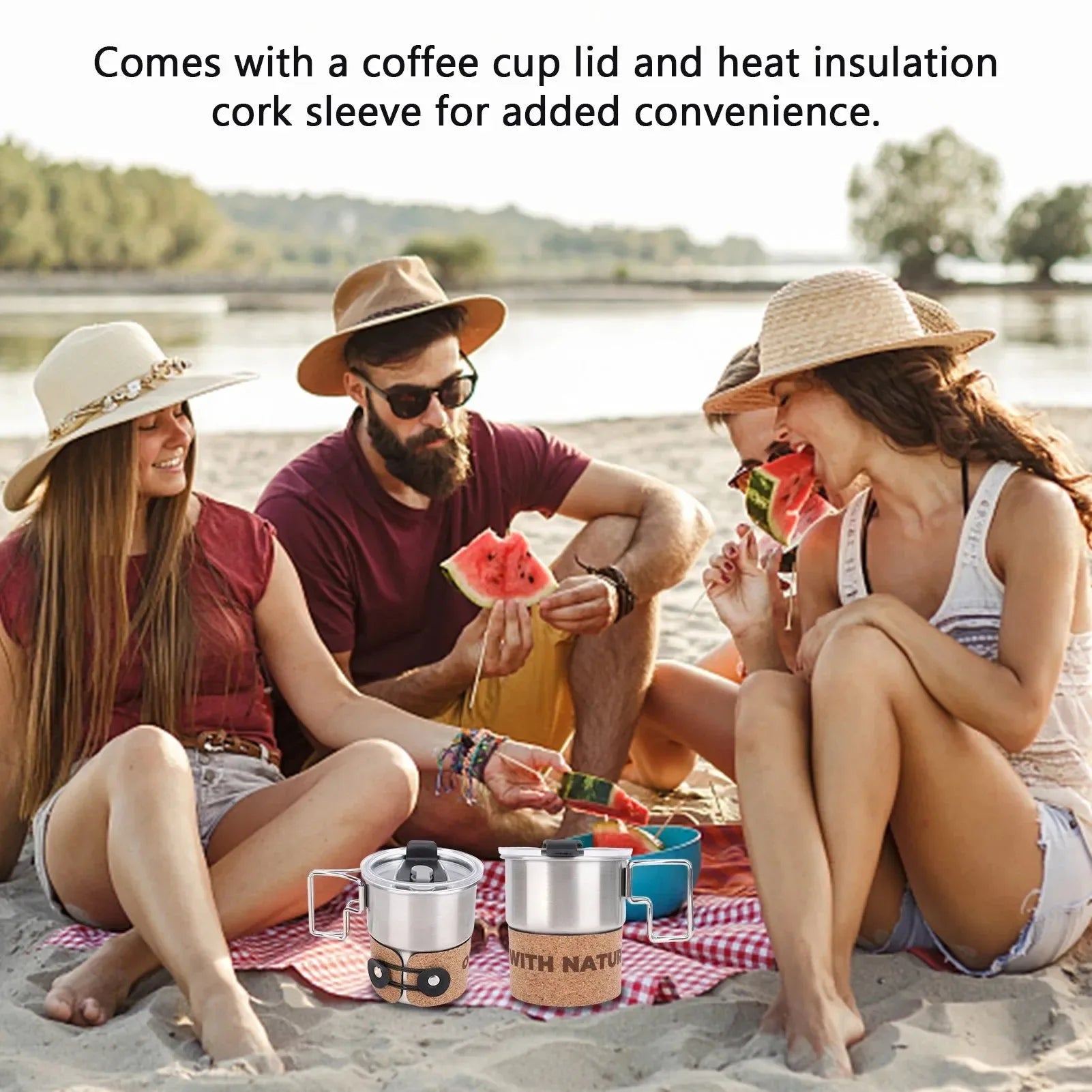 300ml Insulated Stainless Steel Camping Mug with Foldable Handle - Trekker Essentials