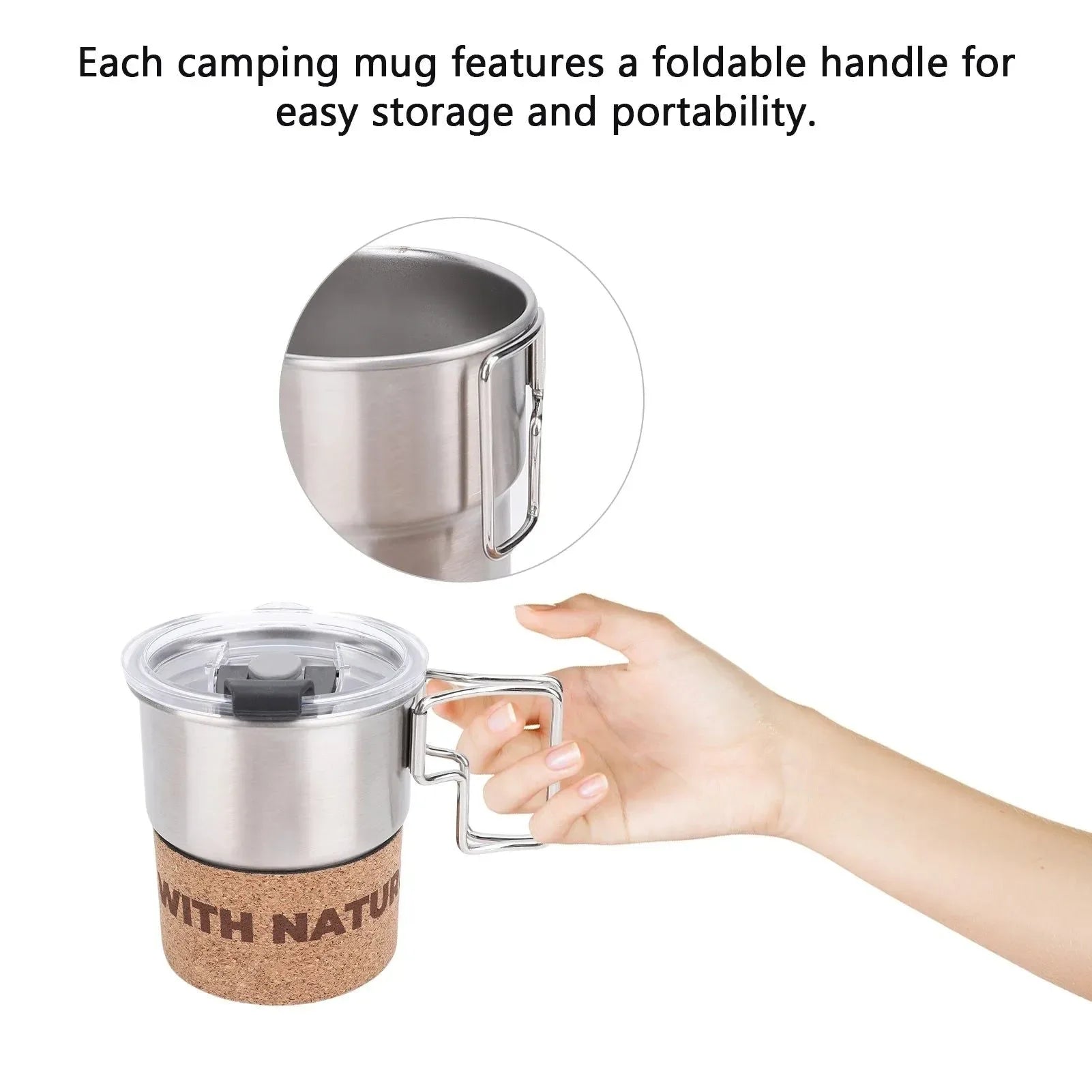 300ml Insulated Stainless Steel Camping Mug with Foldable Handle - Trekker Essentials