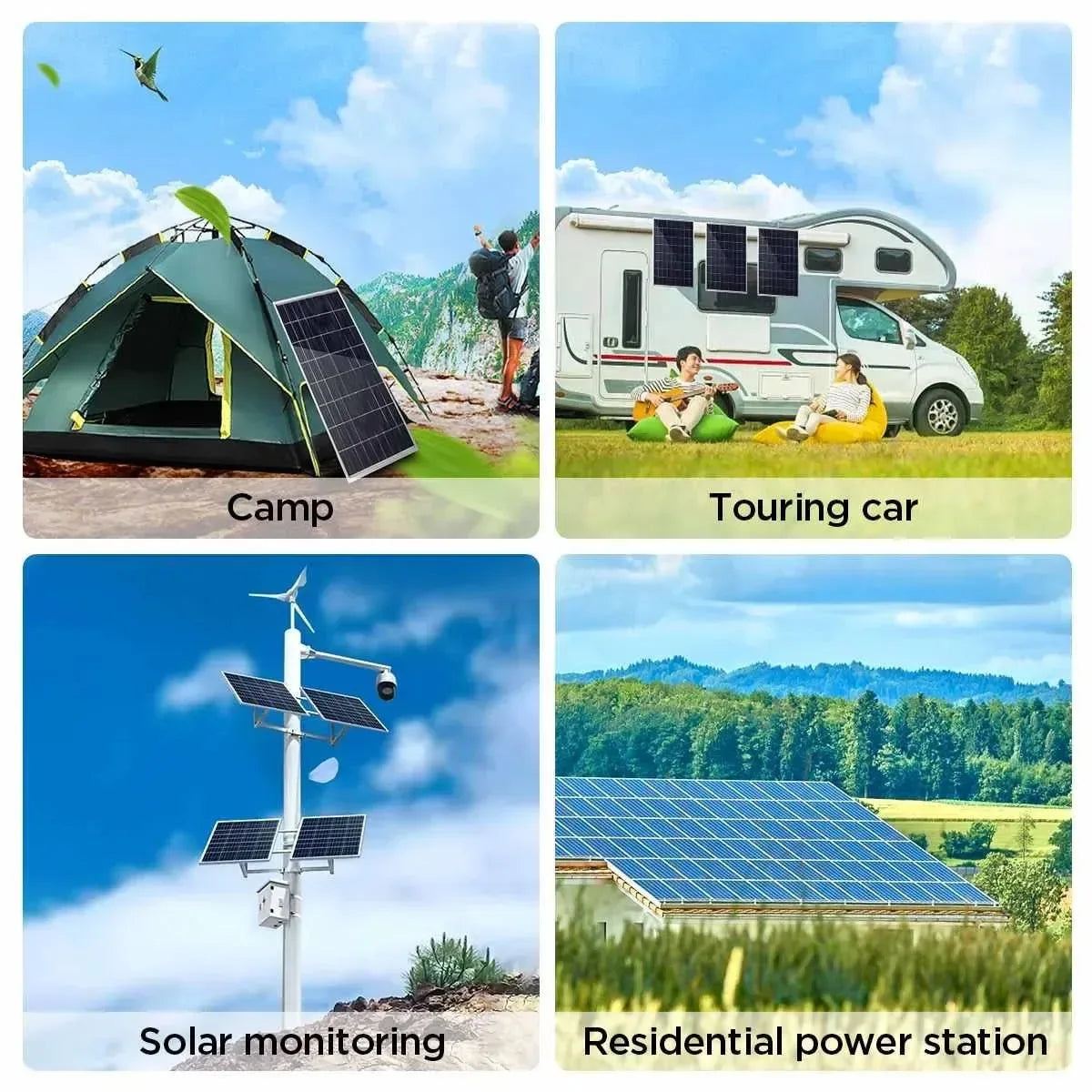 300W 12V Polycrystalline Solar Panel Kit — Portable Outdoor Power Generator for Home & Camping - Trekker Essentials