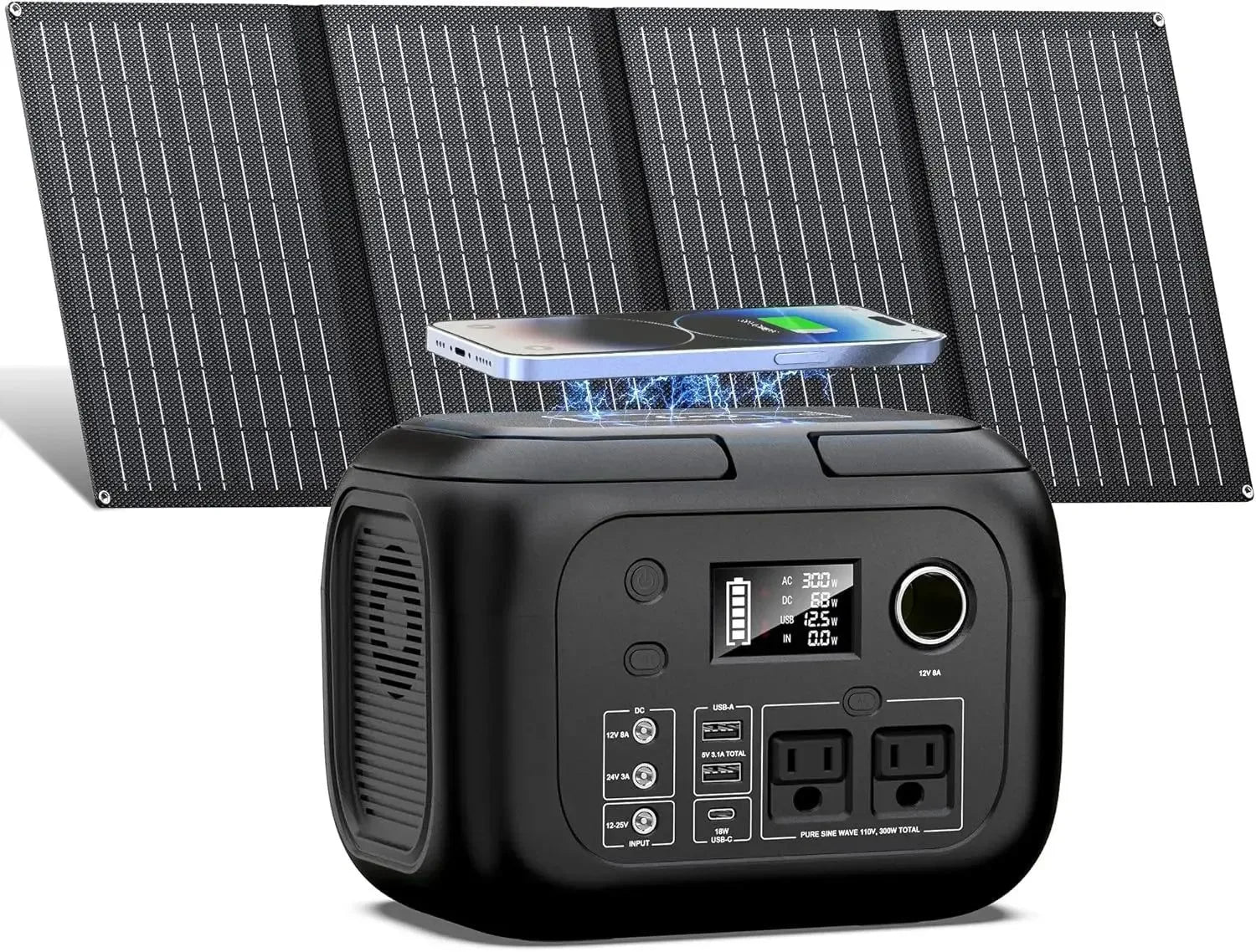 300W Portable Power Station with 40W Solar Panel for Camping & Backup - Trekker Essentials