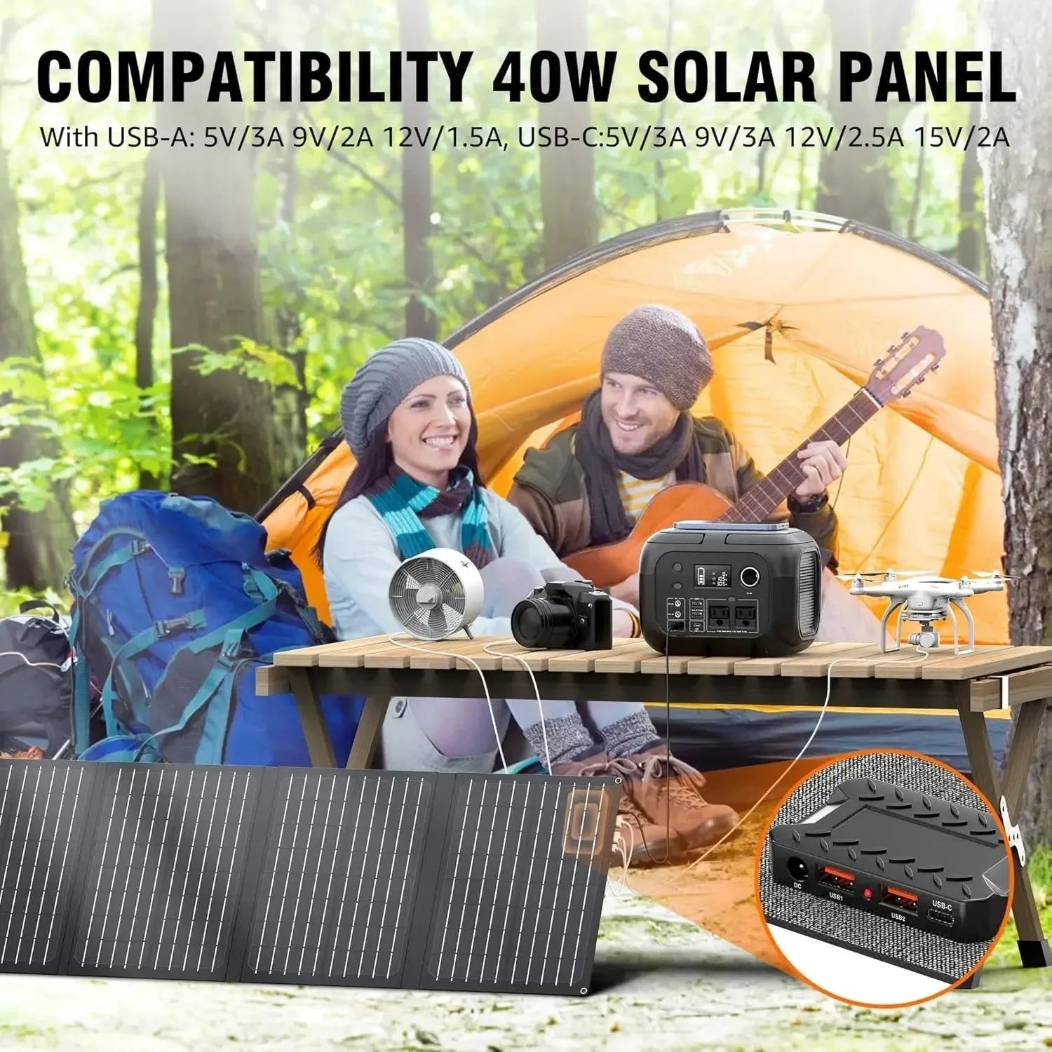 300W Portable Power Station with 40W Solar Panel for Camping & Backup - Trekker Essentials
