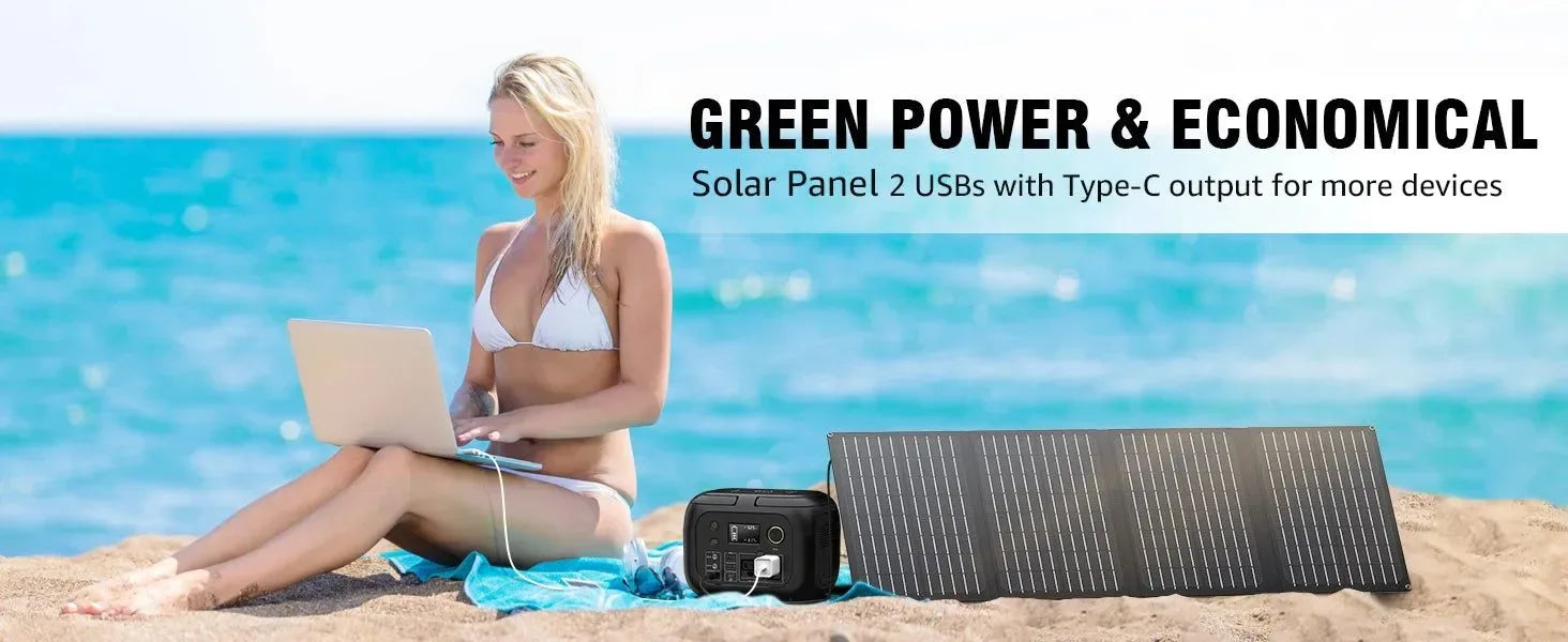 300W Portable Power Station with 40W Solar Panel for Camping & Backup - Trekker Essentials