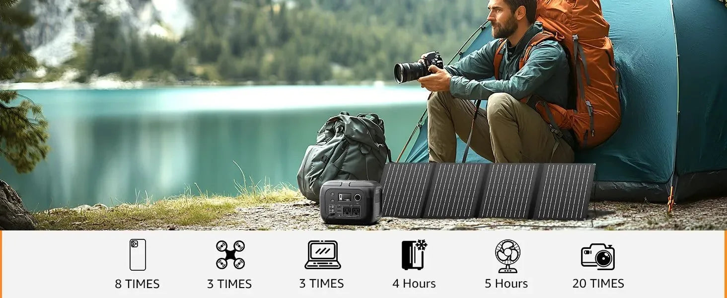 300W Portable Power Station with 40W Solar Panel for Camping & Backup - Trekker Essentials