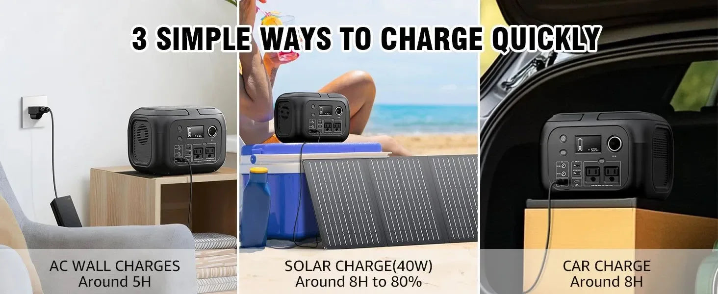 300W Portable Power Station with 40W Solar Panel for Camping & Backup - Trekker Essentials
