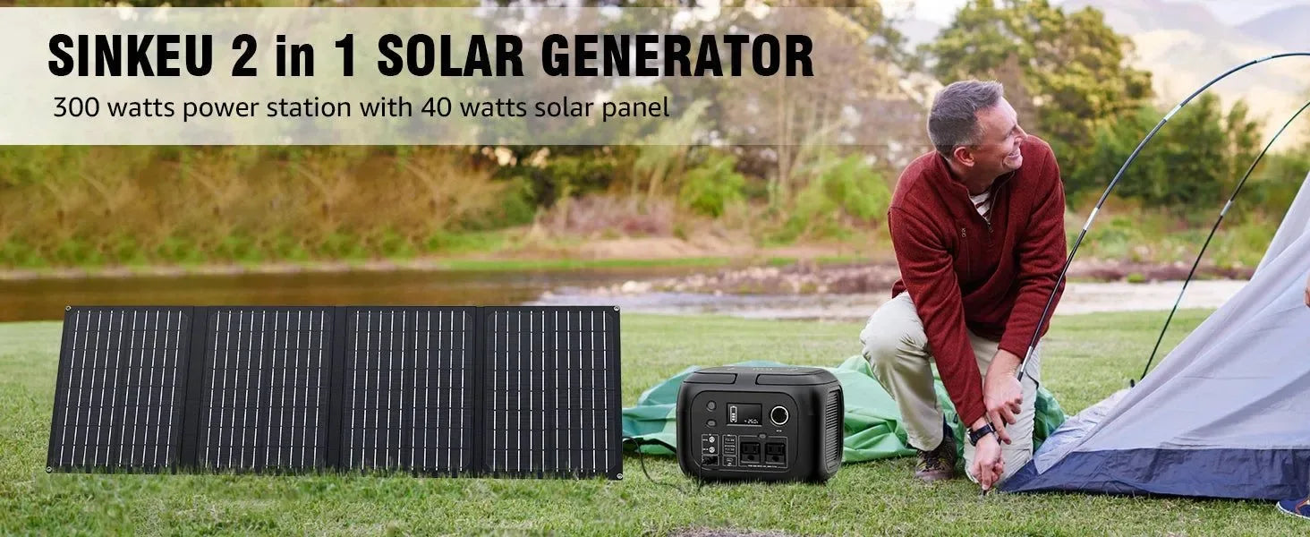 300W Portable Power Station with 40W Solar Panel for Camping & Backup - Trekker Essentials