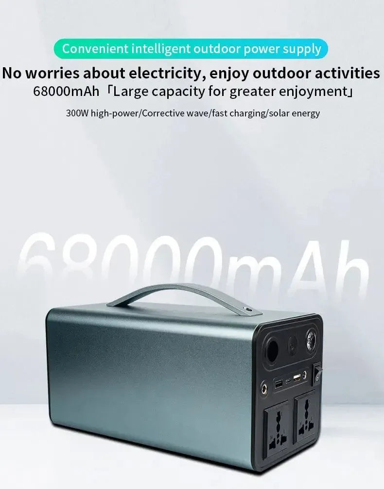 300W Portable Solar Power Station — 68000mAh LiFePO4 Battery for Camping & Backup - Trekker Essentials
