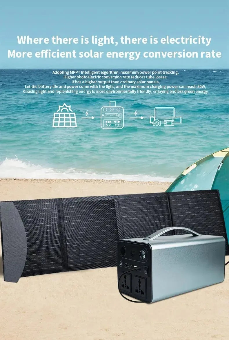 300W Portable Solar Power Station — 68000mAh LiFePO4 Battery for Camping & Backup - Trekker Essentials
