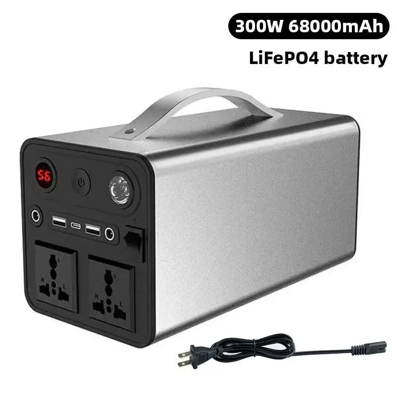 300W Portable Solar Power Station — 68000mAh LiFePO4 Battery for Camping & Backup - Trekker Essentials
