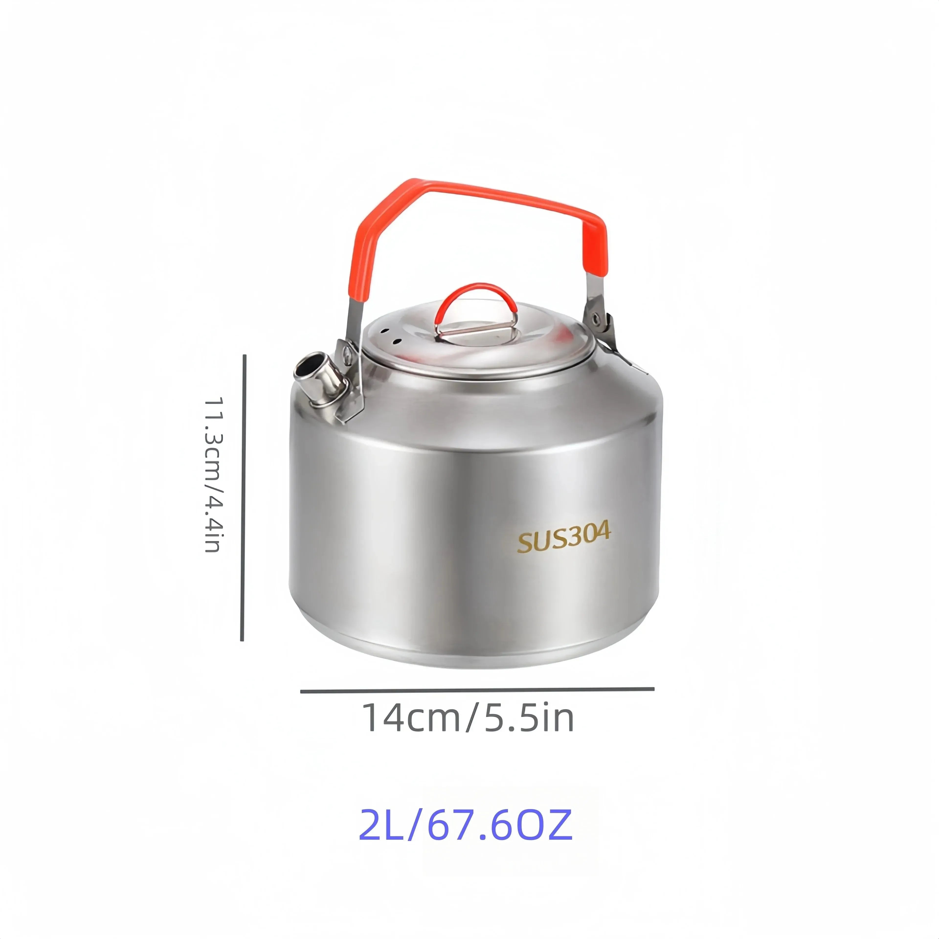 304 Stainless Steel Camping Kettle: 2L Portable Outdoor Tea Pot for Hiking & Picnics - Trekker Essentials
