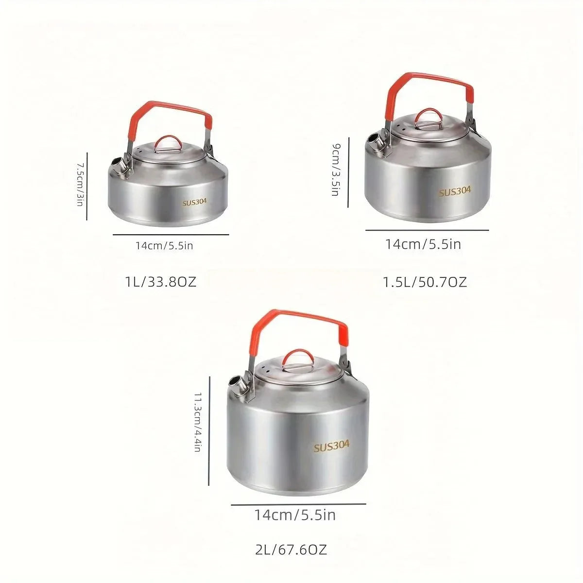 304 Stainless Steel Camping Kettle: 2L Portable Outdoor Tea Pot for Hiking & Picnics - Trekker Essentials