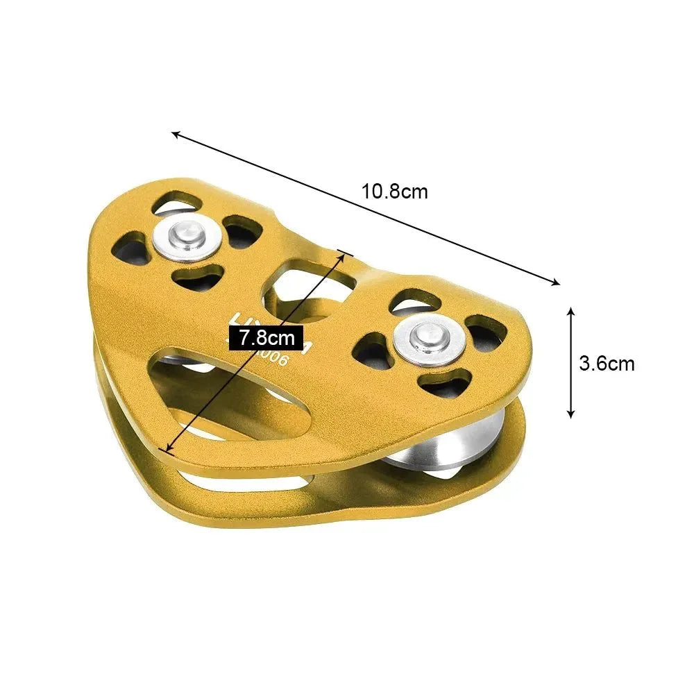 30kN Heavy-Duty Climbing Pulley – Aluminum Alloy Cable Trolley with Ball Bearing for Rock/Ice Climbing, Caving & Rescue Operations - Trekker Essentials