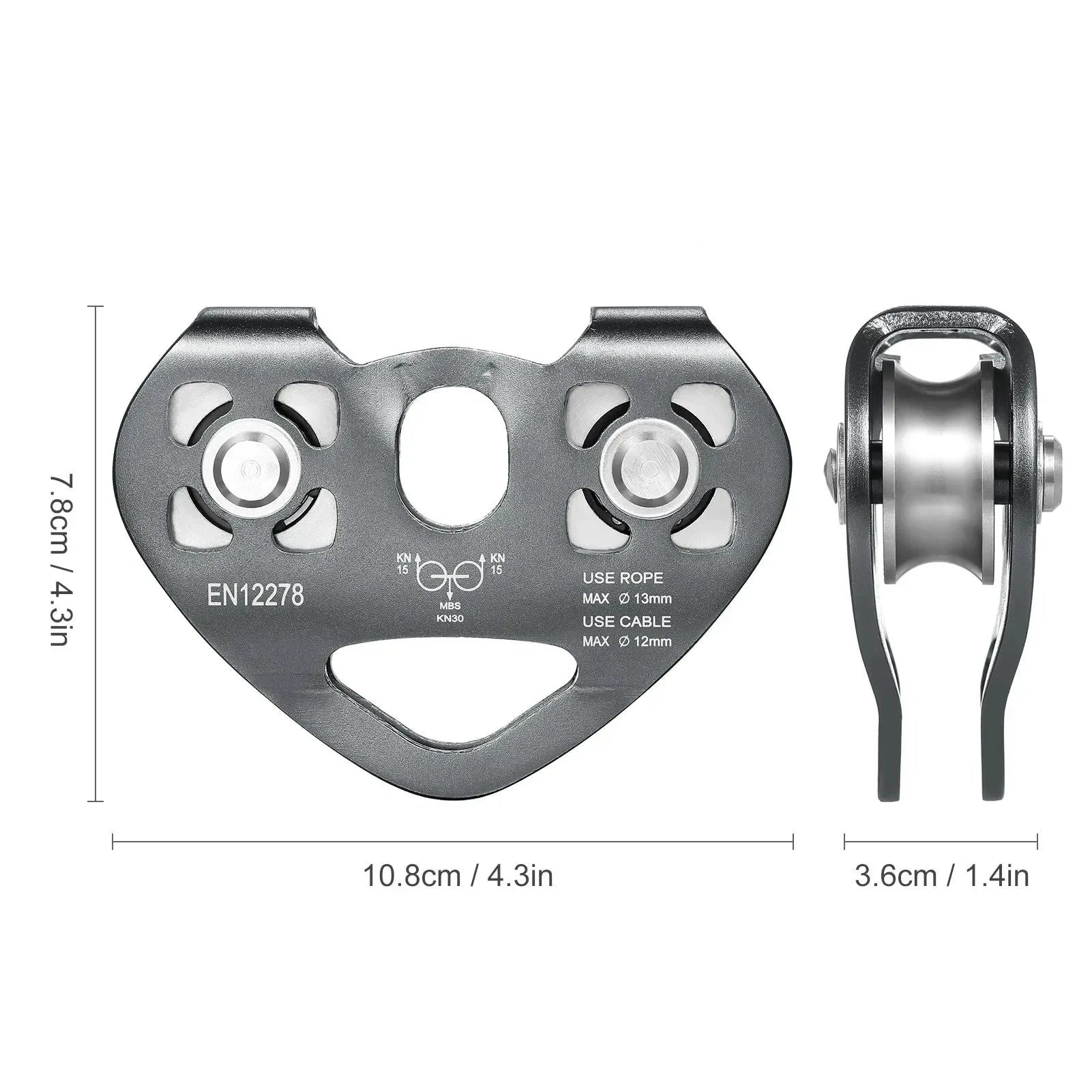 30kN Heavy-Duty Climbing Pulley – Aluminum Alloy Cable Trolley with Ball Bearing for Rock/Ice Climbing, Caving & Rescue Operations - Trekker Essentials