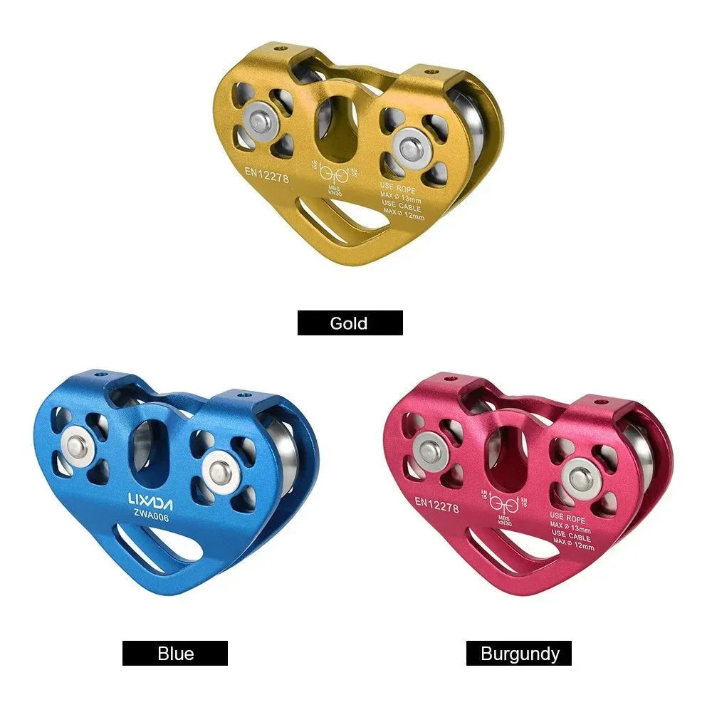 30kN Heavy-Duty Climbing Pulley – Aluminum Alloy Cable Trolley with Ball Bearing for Rock/Ice Climbing, Caving & Rescue Operations - Trekker Essentials