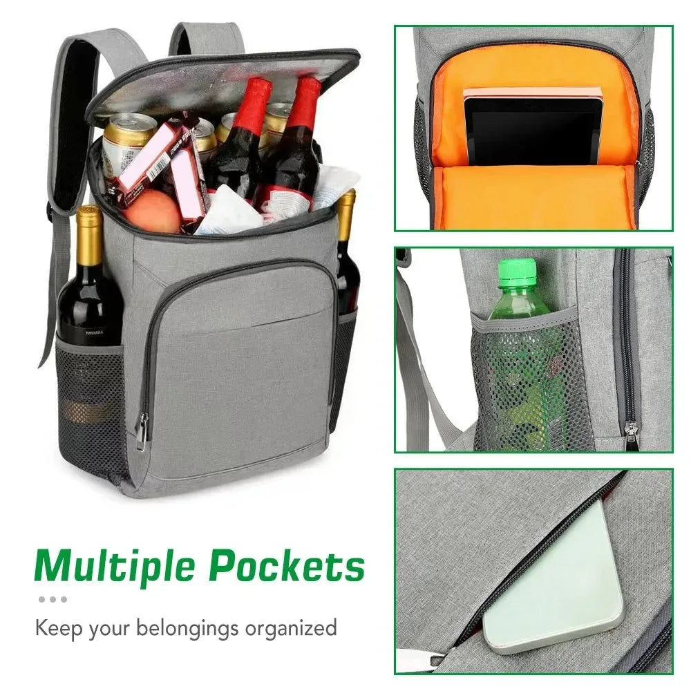 30L Waterproof Cooler Backpack - Insulated Leak-Proof Picnic Refrigerator Lunch Bag - Trekker Essentials