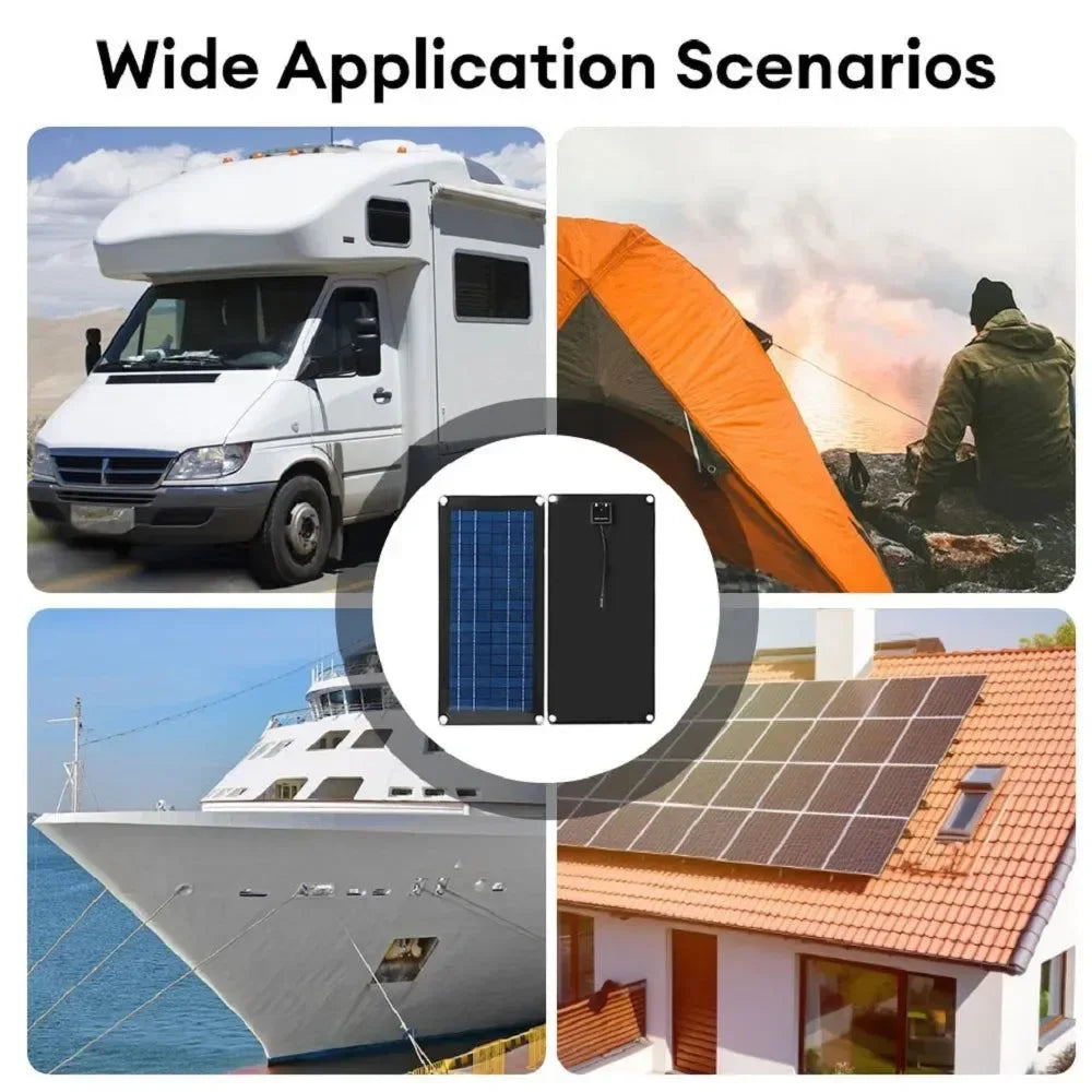 30W Flexible Solar Panel with Controller - Dual USB Port Solar Power System for Home Camping Outdoor - Trekker Essentials