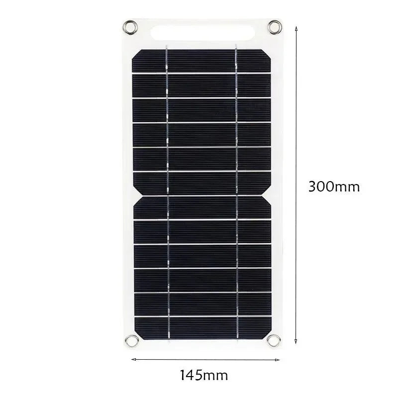 30W Solar Panel USB 5V Charger Kit - Complete Solar System for Mobile Phone, Power Bank, and Watch Charging during Outdoor Hikes - Trekker Essentials