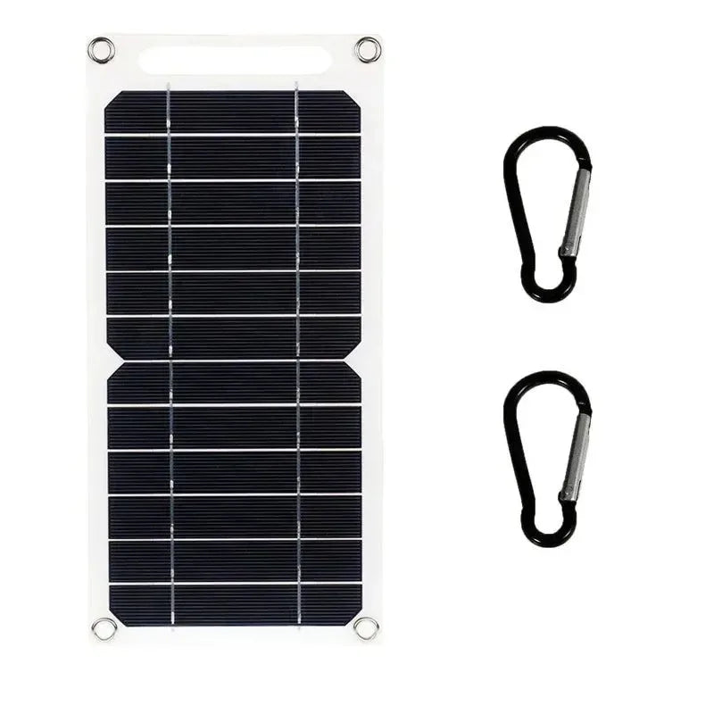 30W Solar Panel USB 5V Charger Kit - Complete Solar System for Mobile Phone, Power Bank, and Watch Charging during Outdoor Hikes - Trekker Essentials