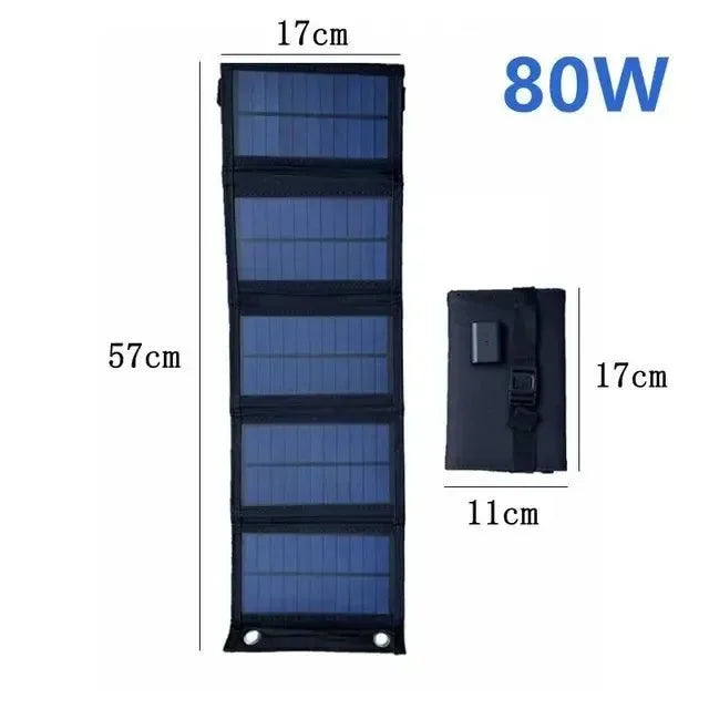 30W/50W/70W/80W Solar Panel USB 5V Foldable Solar Charger Waterproof Solar Cell Portable Outdoor Mobile Power for Camping Hiking - Trekker Essentials