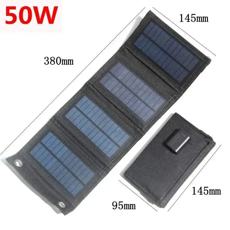 30W/50W/70W/80W Solar Panel USB 5V Foldable Solar Charger Waterproof Solar Cell Portable Outdoor Mobile Power for Camping Hiking - Trekker Essentials