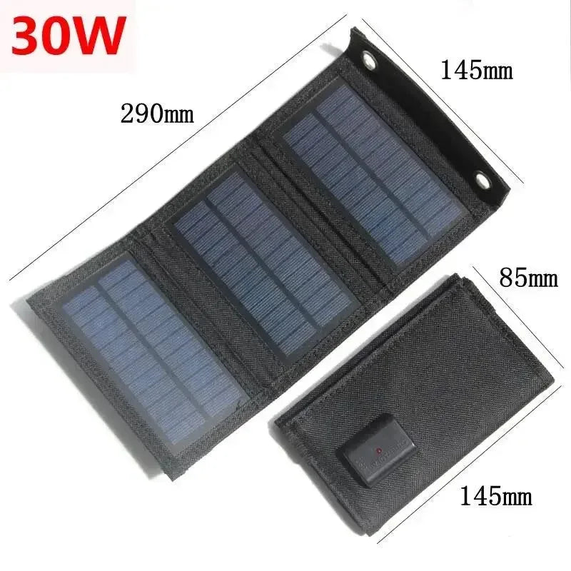 30W/50W/70W/80W Solar Panel USB 5V Foldable Solar Charger Waterproof Solar Cell Portable Outdoor Mobile Power for Camping Hiking - Trekker Essentials
