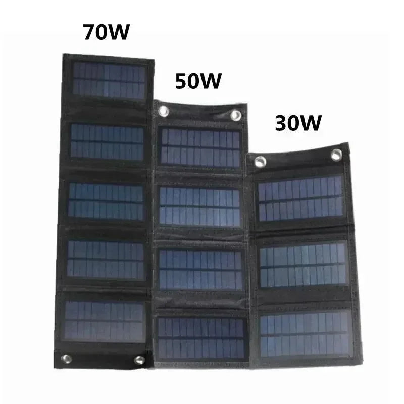 30W/50W/70W/80W Solar Panel USB 5V Foldable Solar Charger Waterproof Solar Cell Portable Outdoor Mobile Power for Camping Hiking - Trekker Essentials