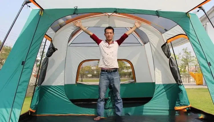 320x220x195cm Two-Bedroom Tent: Oversize Leisure Camping Tent for 5-8 Person - Trekker Essentials