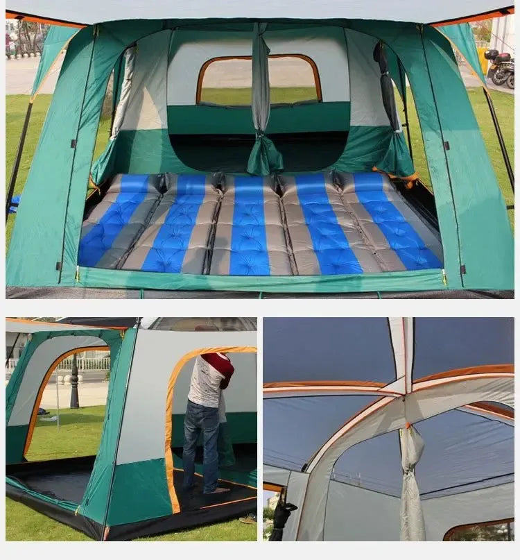 320x220x195cm Two-Bedroom Tent: Oversize Leisure Camping Tent for 5-8 Person - Trekker Essentials