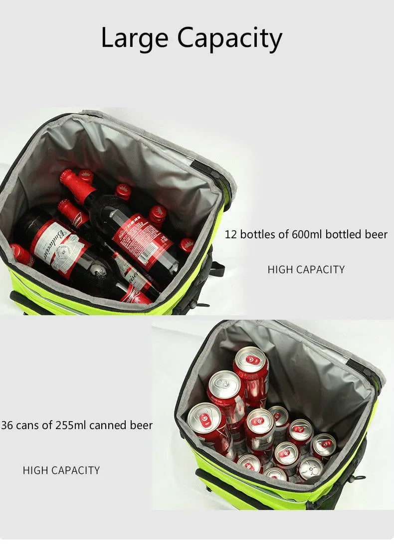 33L Soft Cooler Backpack – Insulated, Leak-Proof, 36 Cans Capacity – Thermal Food & Drink Storage for Travel, Beach, Beer - Trekker Essentials